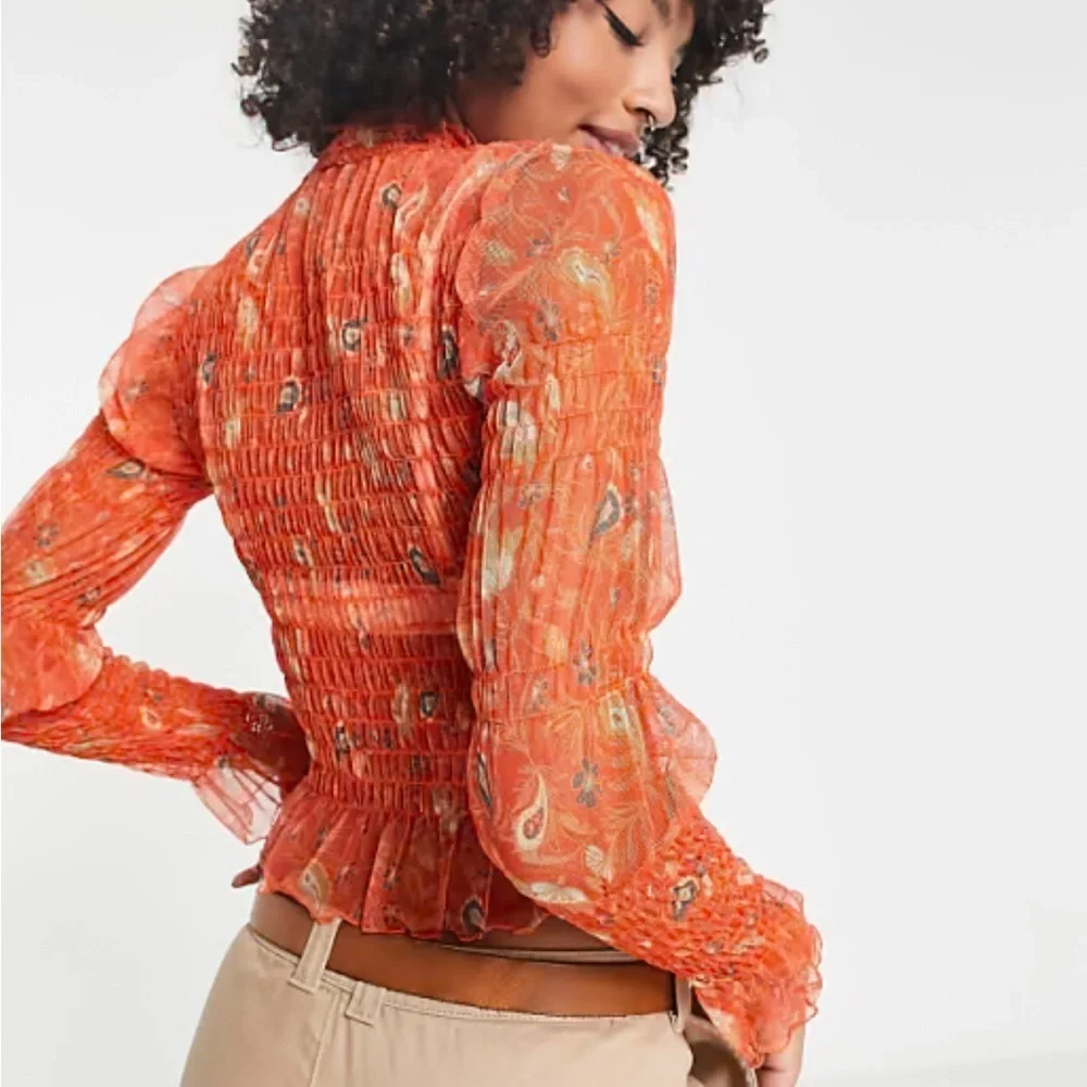 FREE PEOPLE Hello There Top Orange Size Medium